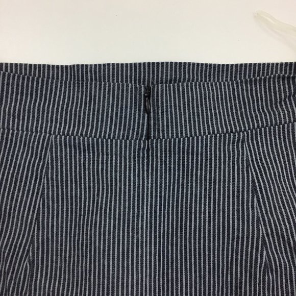 THE VINTAGE SHOP Dark Blue Gray Striped Asymmetric Zip Front Pencil Skirt - Picture 8 of 8